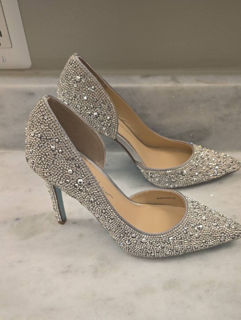 Blue by Betsey Johnson Silver Crystal D'Orsay Pointed-Toe Pumps - Picture 4 of 7